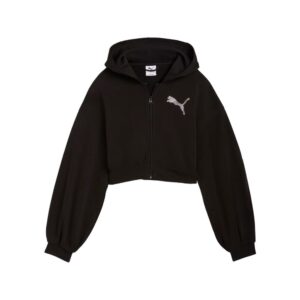 Felpa Donna Zip Lunga Con Cappuccio Puma Donna Felpe 635394 Puma Black