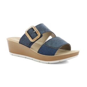 Ciabatta Donna Con Fibbia E Velcro In Blu Donna Ciabatte RN-29 Blu