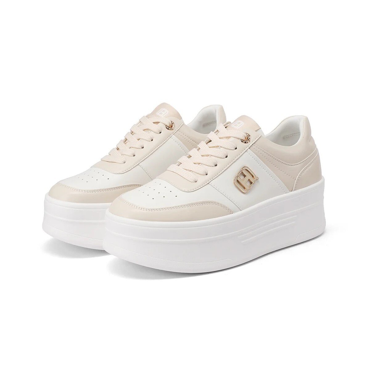 Sneakers Con Lacci Donna Queen Helena Donna Scarpe X34-8 Beige