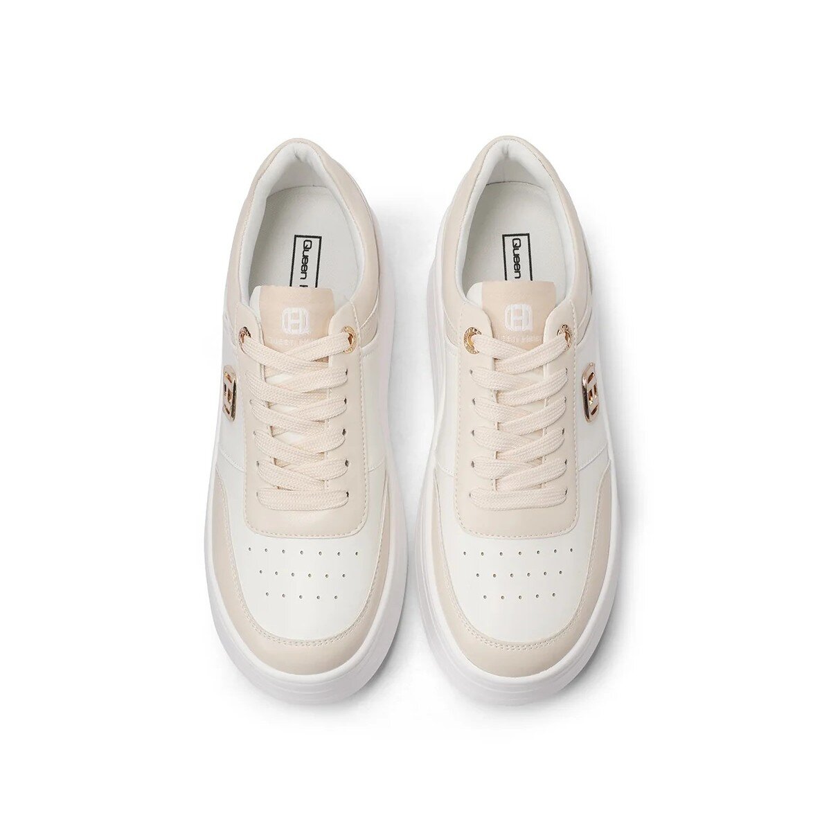 Sneakers Con Lacci Donna Queen Helena Donna Scarpe X34-8 Beige