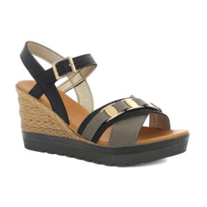 Sandalo Donna Con Fibbia In Blu Donna Sandali FG-44 Nero