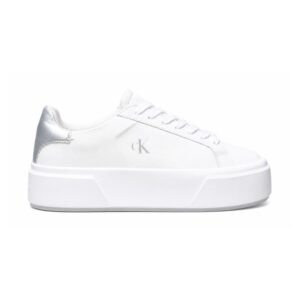 Flatform Lace Up Lth Met-Sneakers Lacci Calvin Klein Donna Scarpe YW0YW019290LC Bright White/silver