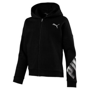 Felpa Bimba Zip Lunga C/cappuccio Puma Bambini Felpe 851835 01-Cotton Black
