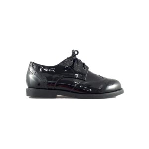 Scarpa Bimbo Vernice C/lacci Giardino Doro Bambini Scarpe GD9128 Nero