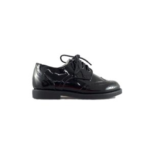 Scarpa Bimbo Vernice C/lacci Giardino Doro Bambini Scarpe GD9127 Nero