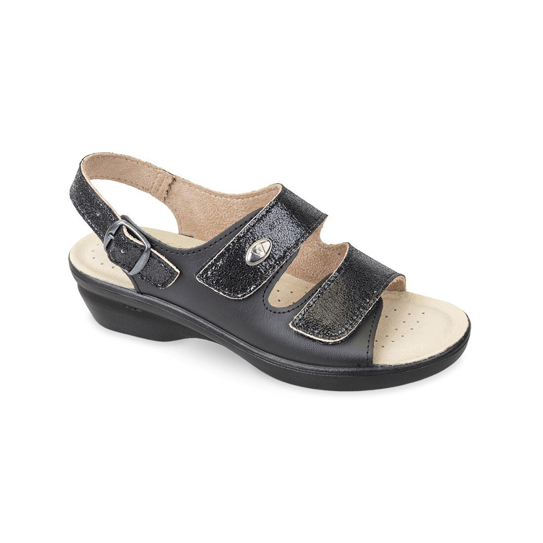 Sandalo Donna C/velcro Valleverde Donna Sandali 25313 Nero