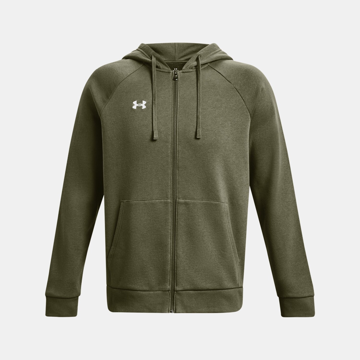Felpa Uomo Zip Lunga C/cappuccio Under Armour Uomo Felpe 1379767 Marine Od Green/white