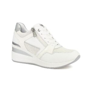 Scarpa Donna C/lacci E Zip In Blu Donna Scarpe IN-379 Bianco