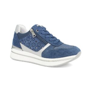 Scarpa Donna C/lacci E Zip In Blu Donna Scarpe IN-372 Blu