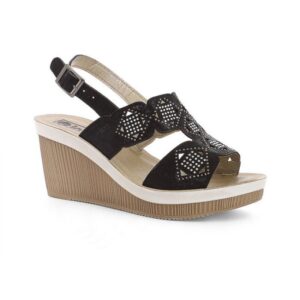 Sandalo Donna Zeppa C/fibia In Blu Donna Sandali AS-37 Nero