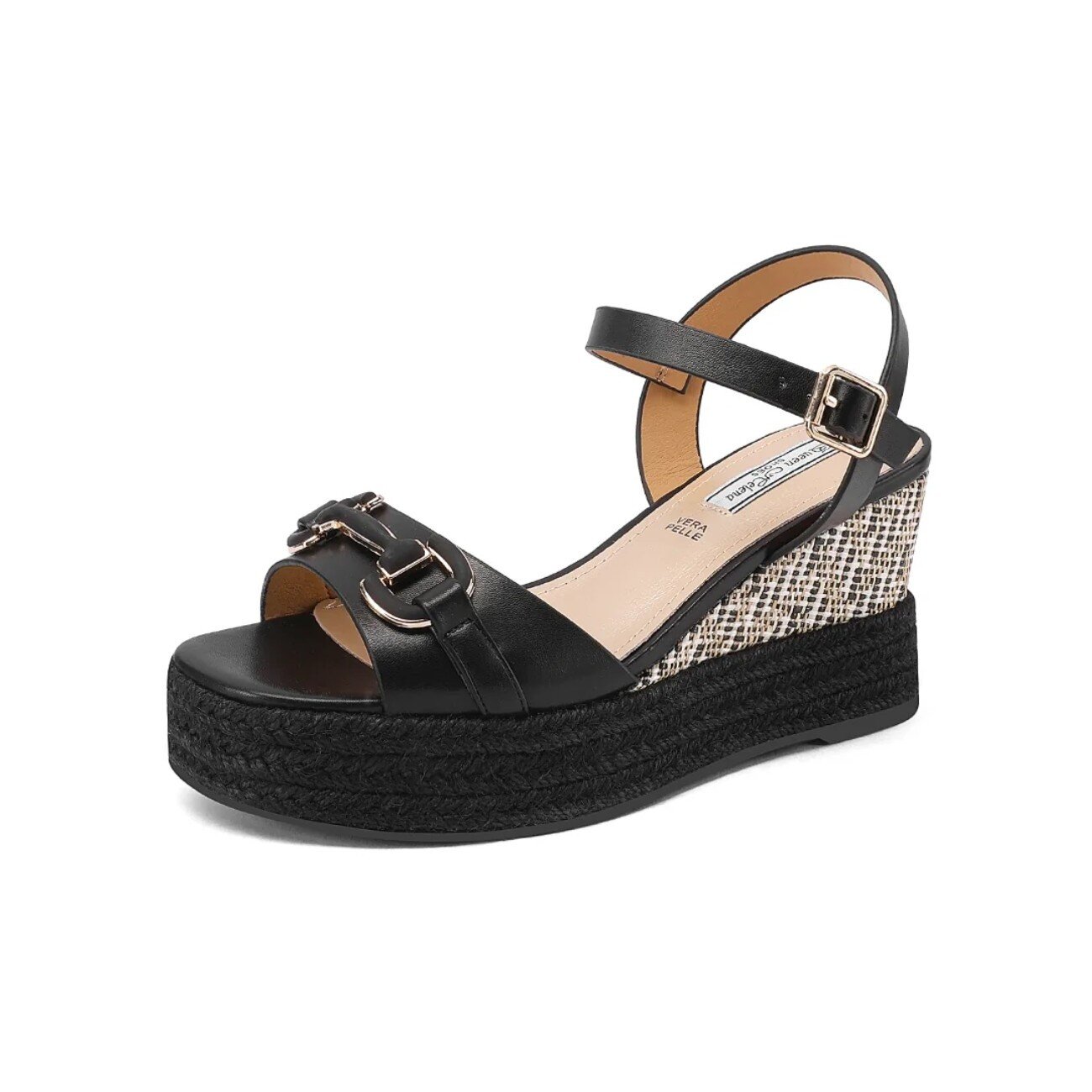 Sandalo Donna Zeppa C/fibbia Queen Helena Donna Sandali ZM9935 Black