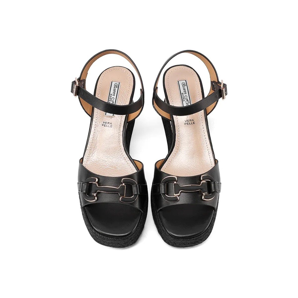 Sandalo Donna Zeppa C/fibbia Queen Helena Donna Sandali ZM9935 Black