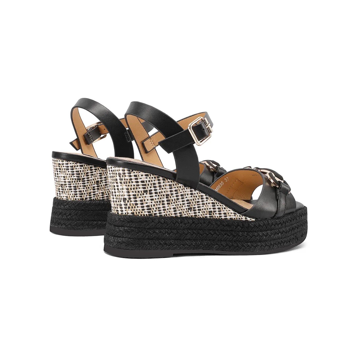 Sandalo Donna Zeppa C/fibbia Queen Helena Donna Sandali ZM9935 Black