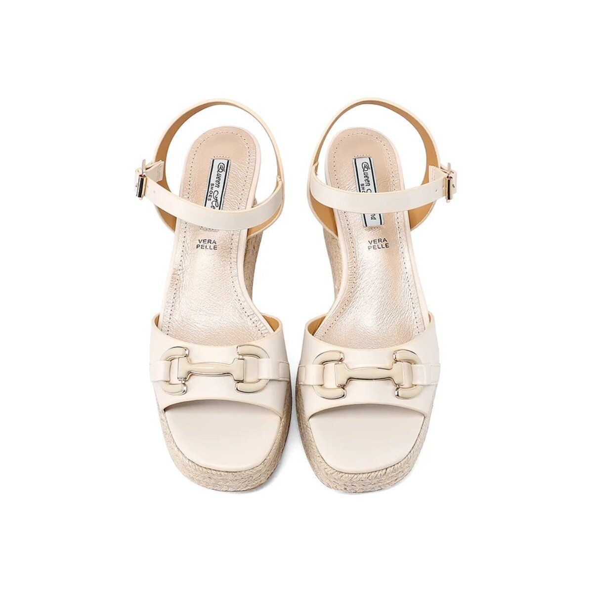 Sandalo Donna Zeppa C/fibbia Queen Helena Donna Sandali ZM9935 Beige