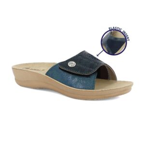 Ciabatta Donna C/velcro In Blu Donna Ciabatte VR-69 Blu