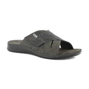 Ciabatta Uomo C/velcro In Blu Uomo Ciabatte ID-18 Nero