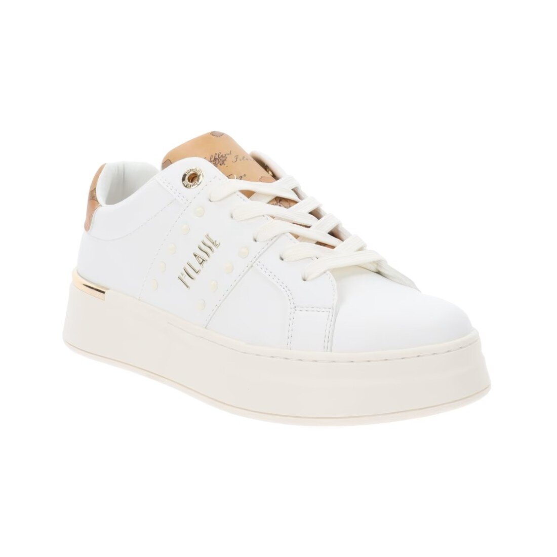 Scarpa Donna C/lacci Alviero Martini-1 Classe Donna Scarpe N2140-0289 Bianco/geo Beige
