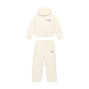 Tuta Bimba Zip Lunga Con Cappuccio Diadora Bambini Tute 182247 Bianco Gardenia