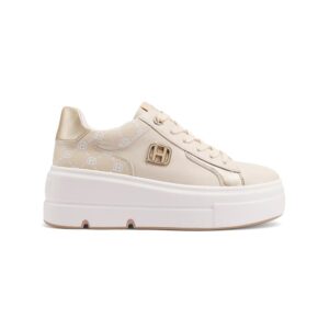 Sneakers Con Lacci Donna Queen Helena Donna Scarpe X34-16 Beige/gold