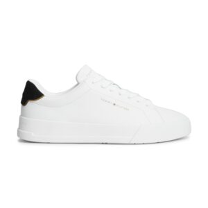 Th Court Lth Detail Ess-Sneakers Uomo Tommy Hilfiger Uomo Scarpe FM0FM053670K7 White/black/gold